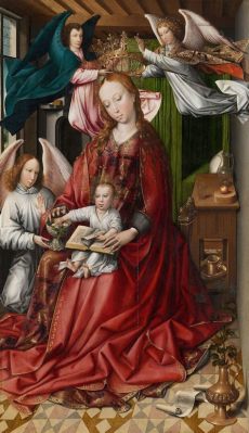 “The Virgin and Child with Angels” บรรจงลากเส้นด้วยสีสันสดใสและทาบทาทด้วยดวงประภาคาร